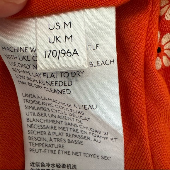 Anthropologie Maeve Brianne Cowl Neck Daisy Floral Orange Print Dress Sz. MEDIUM - Picture 8 of 8